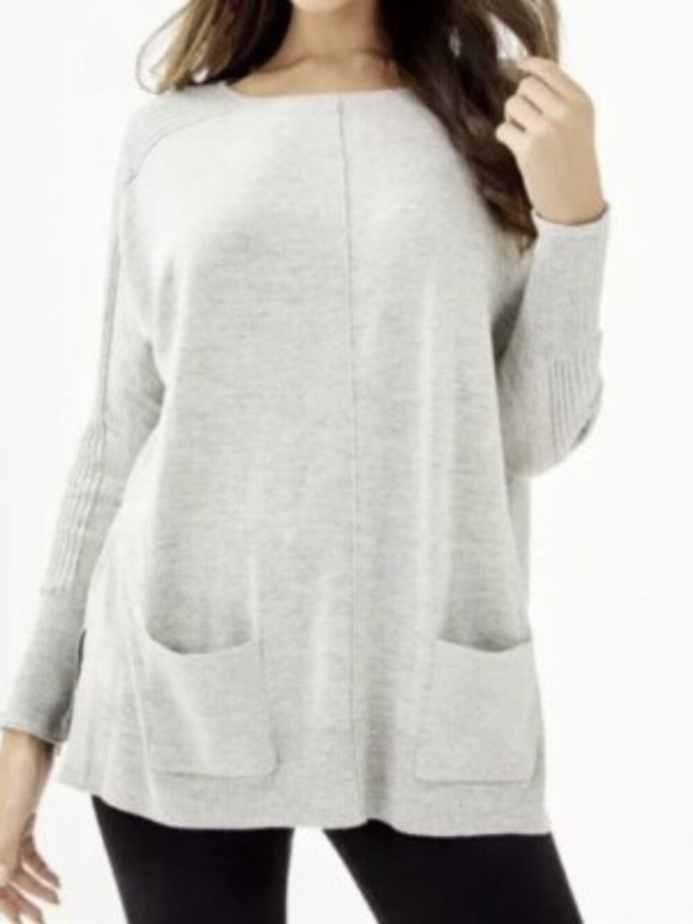 J Jill Two Pocket Tunic Sweater in Grey Size L